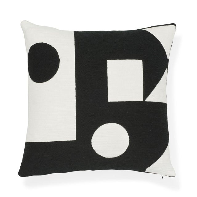 Textile Contemporary Schumacher X Porter Teleo Binary Embroidery Pillow in Black - 20ʺW × 20ʺH For Sale - Image 7 of 7