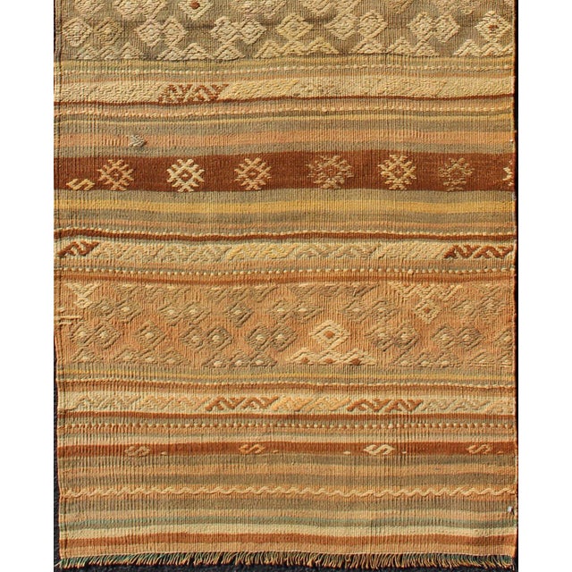 Vintage Turkish Kilim Runner Warm Earth Tones Gold Brown Wool Flatweave For Sale In Atlanta - Image 6 of 10
