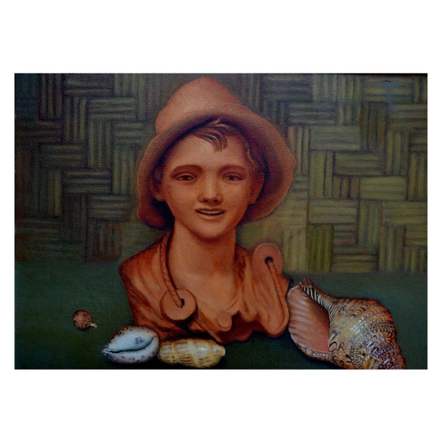 Exceptionally realistic still life of a bust of a young fisherman in the style of Claude Buck by Leila Sullivan (American,...