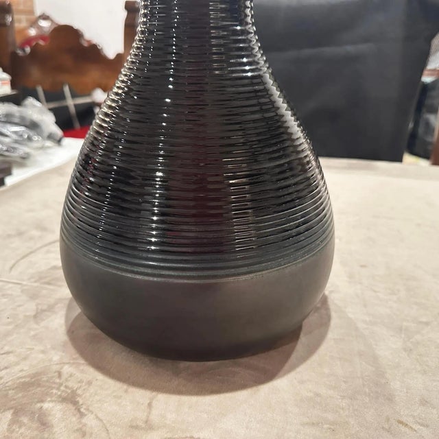 This striking 1970s modern Italian ceramic vase by Ceramiche Santambrogio showcases an elegant hourglass silhouette paired...