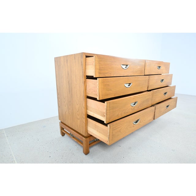 Michael Taylor Style Mid-Century Modern Oak 8-Drawer Dresser by American of Martinsville For Sale In South Bend - Image 6 of 15