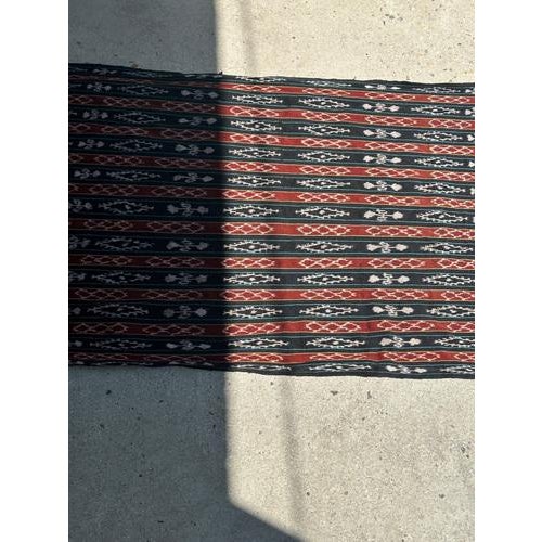 Textile Indonesian Traditional Red, Black, Yellow & Blue Ikat Fabric For Sale - Image 7 of 18