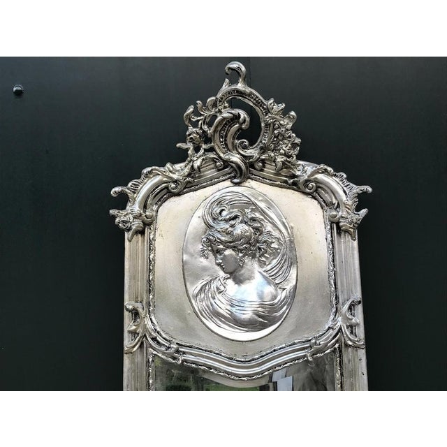 Wood Late20C Italian Rococo Silver Beech Floor Mirror For Sale - Image 7 of 10