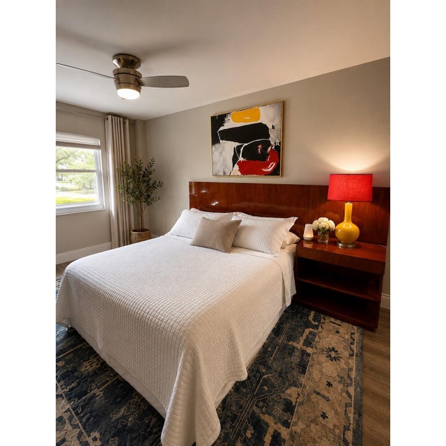 Rare Ralph Lauren Home “Hollywood Collection” queen headboard with an integrated floating nightstand in a stunning high-...