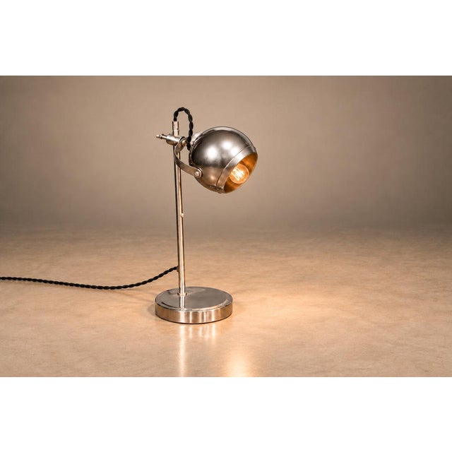 Metal 1960s Brazilian Modern Chrome-Plated Table Lamps, - Pair Rewired For Sale - Image 7 of 18