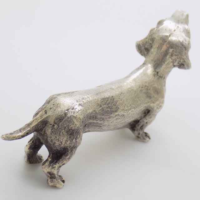 Vintage Italian Handmade Genuine Silver Large Dachshund Dog Detailed Figurine For Sale - Image 6 of 10