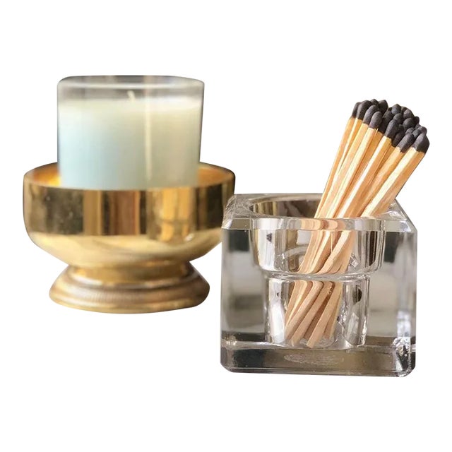 Antique Art Deco Crystal Inkwell Turned Match Strike For Sale