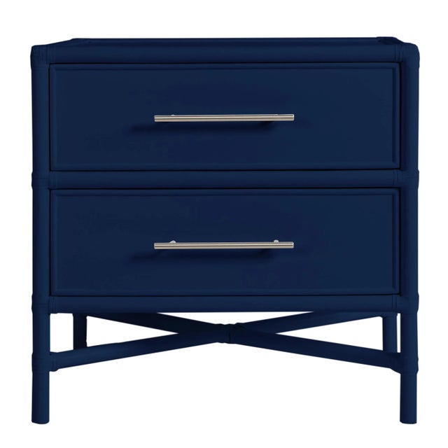 Verona Two-Drawer Nightstand in Navy For Sale In West Palm - Image 6 of 6