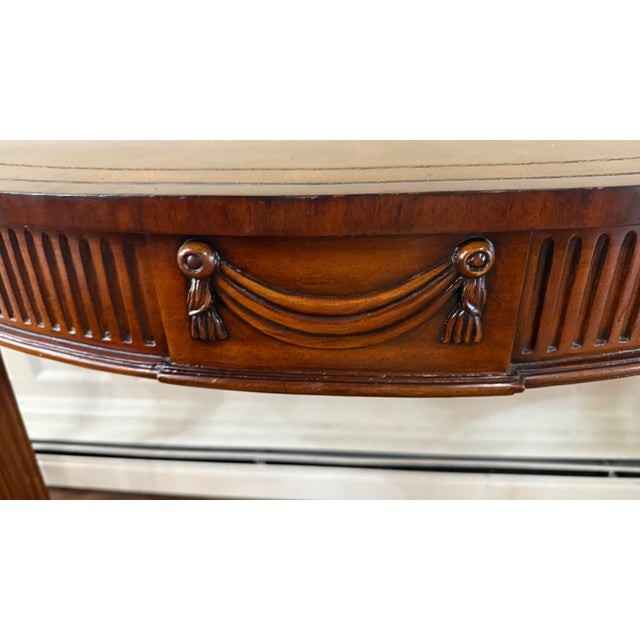 Maitland Smith Leather-Top Mahogany Adam Style Console Table — 60” For Sale - Image 9 of 16