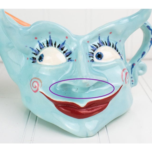 1990s Original 1996 Signed Mark Switzer Studio Ceramics Sugar & Creamer Set For Sale - Image 5 of 17