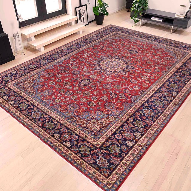 Red 1960s 9'11" X 13'10" Hand-Knotted Wool Area Rug - Traditional Medallion For Sale - Image 8 of 8