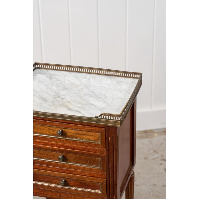 Pair of Louis XVI Style Side Tables With Marble Tops For Sale - Image 11 of 15