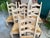 Mid 20th Century Set 6 Vintage French Ladder Back Dining Chairs Rush Seat Bleached Oak Farmhouse For Sale - Image 5 of 18