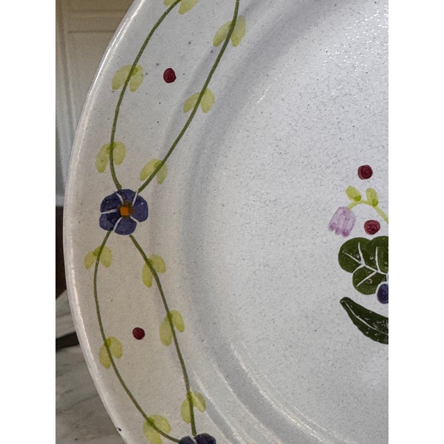1980s Made in Portugal Vintage Terra Cotta Hand Painted Plates - Set of 8 For Sale - Image 5 of 18