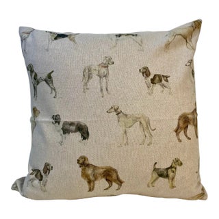 20” Square Pillow Adorned With a Print Comprised of Various Dog Breeds - Made in U K For Sale