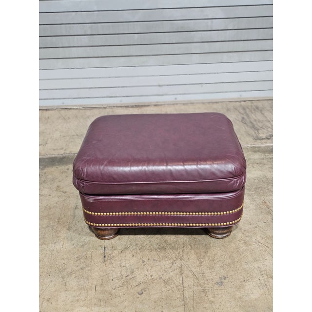 Late 20th Century Hancock & Moore Burgundy Leather Club Chair Arm Chair W Match Ottoman For Sale - Image 12 of 13