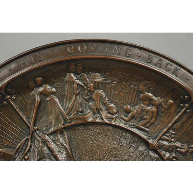 Metal 1893 World's Fair Columbian Exhibition Christopher Columbus Bronze Charge Plaque For Sale - Image 7 of 12