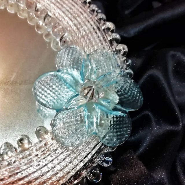 Blue Venetian Glass Hand Mirror, 1970s For Sale - Image 8 of 12