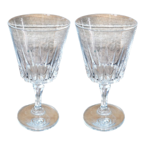 1980s Cristal d'Arques-Durand Versailles Leaded Crystal Water Goblets - Set of 2