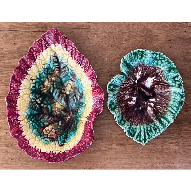 Late 19th Century English Begonia Leaf Dishes-Set of 2 For Sale - Image 4 of 8
