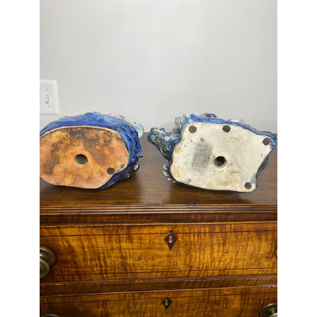 Vintage Chinese Blue & White Figures - Set of 2 For Sale - Image 11 of 13