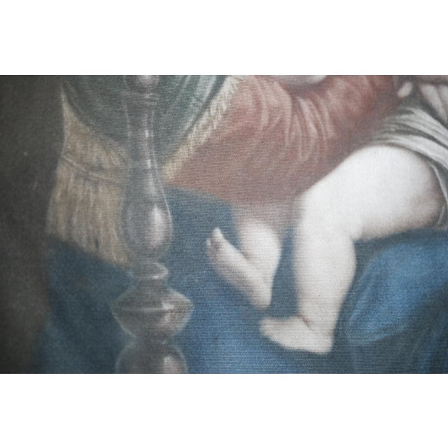 Late 19th C. Antique Silk Print of Madonna Della Seggiola by Raphael in Gold Gilded Wood Frame For Sale - Image 9 of 16