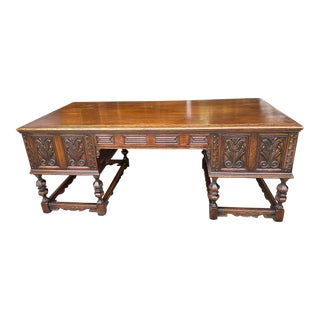 French Breton Oak Carved Desk 19th Century For Sale