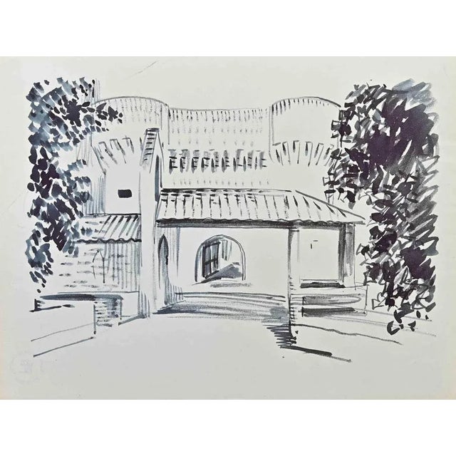 Hermann Paul, Old Building, Original Drawing, Early 20th-Century For Sale - Image 3 of 3