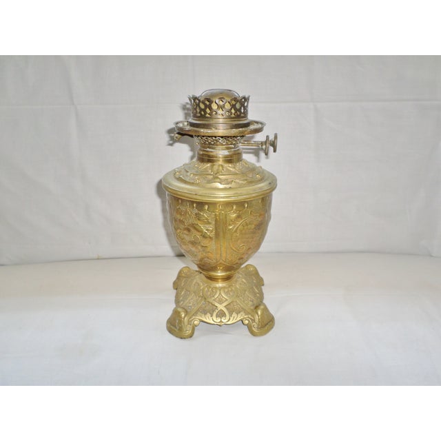 Antique 19th Century A. A. Vantine & Co. Brass Chinese Design Oil / Kerosene Lamp For Sale - Image 9 of 9