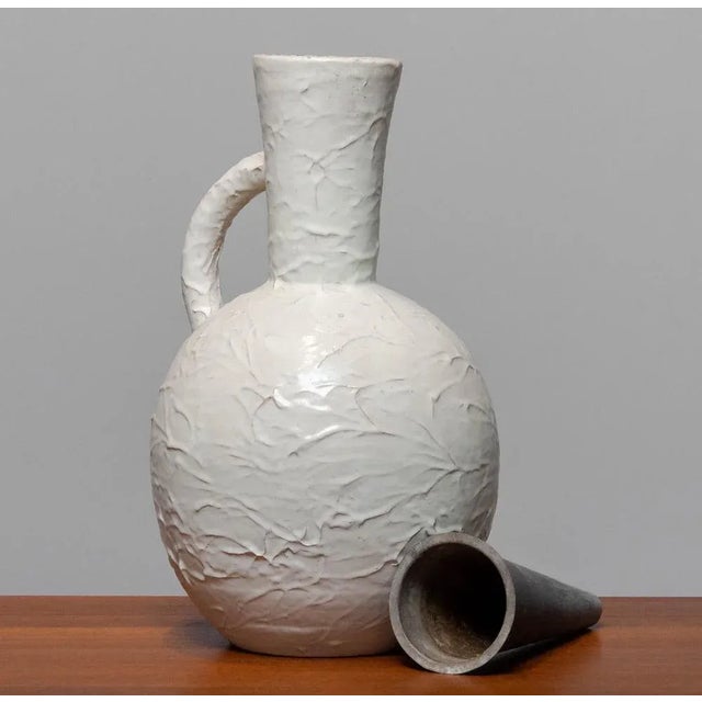 Beige Glazed Earthenware Floor Vase by Andersson & Johansson for Höganäs, Sweden, 1930s For Sale - Image 8 of 9