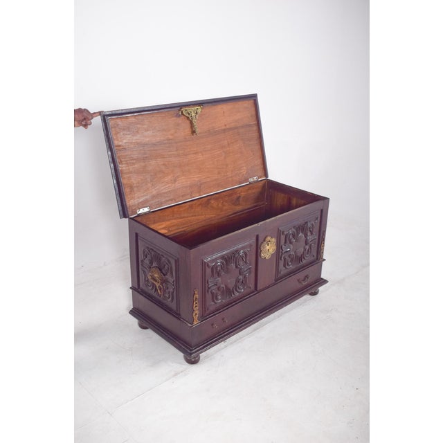 Antique Portuguese Carved Wooden Chest, 1890s For Sale - Image 9 of 14