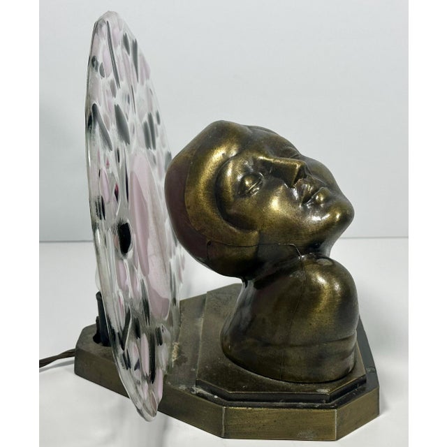 Art Deco Mid 20th Century Art Deco Flapper Girl Bust Lamp: Hollywood Regency Revival For Sale - Image 3 of 10