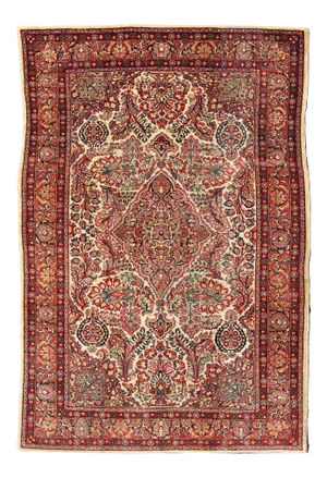 Very Detailed Fine Weave Antique Persian Sarouk Feraghan in Ivory Background