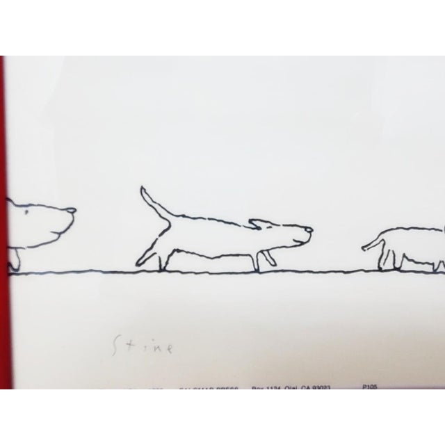 White Vintage 1986 Richard Stine - Patient Dogs - Signed Print Framed - Waiting in Line For Sale - Image 8 of 15