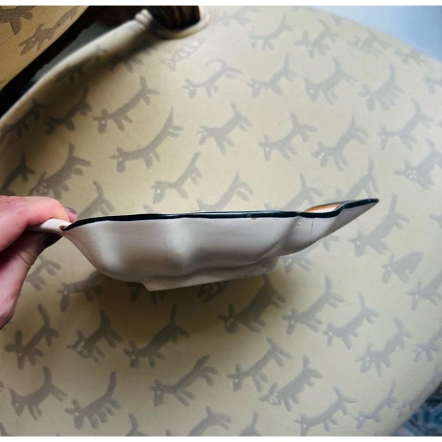 Vintage leaf shaped ceramic mini serving tray catch all decorative catch all. Candy dish. Tin-glazed earthenware pottery....