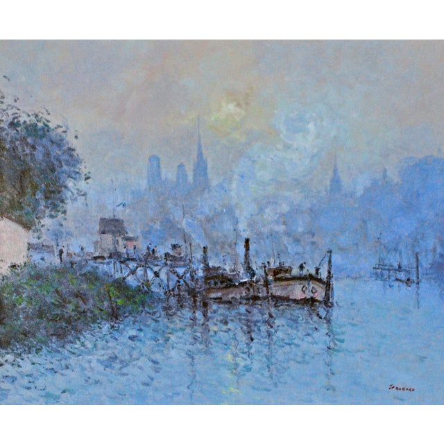 Original oil on canvas Painting by French Artist, Jean Pierre DuBord (b.1949) Titled "La Seine a Eauplet" Subject depicts...
