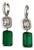 Set in 18k White Gold, Natural Zambian Emerald & Diamonds Dangle Earrings, Pair For Sale