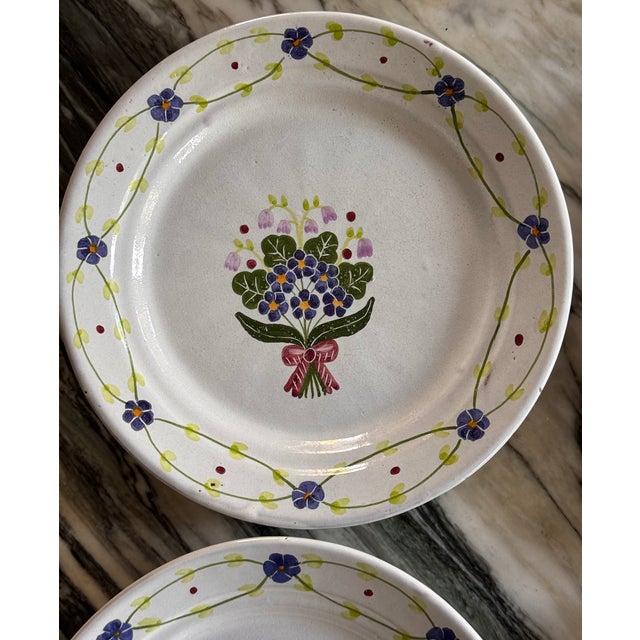 Made in Portugal Vintage Terra Cotta Hand Painted Plates - Set of 8 For Sale - Image 15 of 18