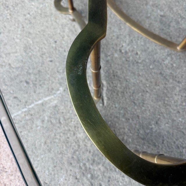 Brass Mastercraft Brass and Glass Racetrack Oval Coffee Table For Sale - Image 8 of 12