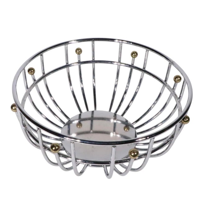 Mid-Century Modern Hollywood Regency Space Age Chrome and Brass Fruit Bowl C. 1960/70's For Sale - Image 3 of 7