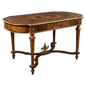 19th Century French Napoleon III Marquetry Centre Table, 1860s