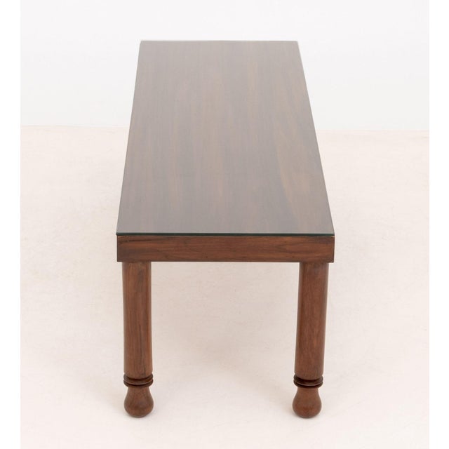 Mid 20th Century Modern Glass-Topped Walnut Coffee Table For Sale - Image 5 of 8