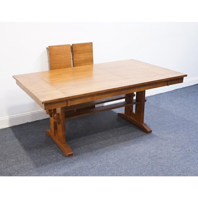 Bassett Furniture Mission Style Solid Oak 93" Trestle Dining Table 4033-0449 For Sale - Image 10 of 15