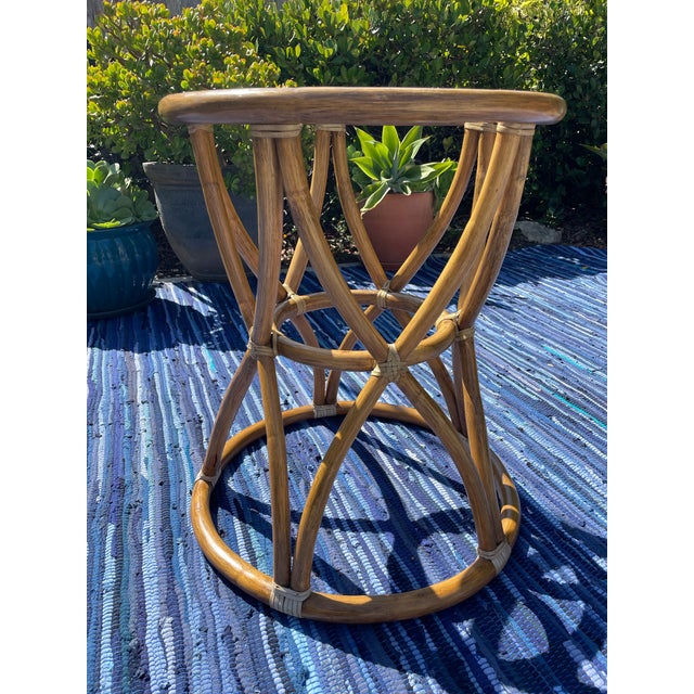 Late 20th Century McGuire Vintage Rattan Side Table For Sale - Image 5 of 10