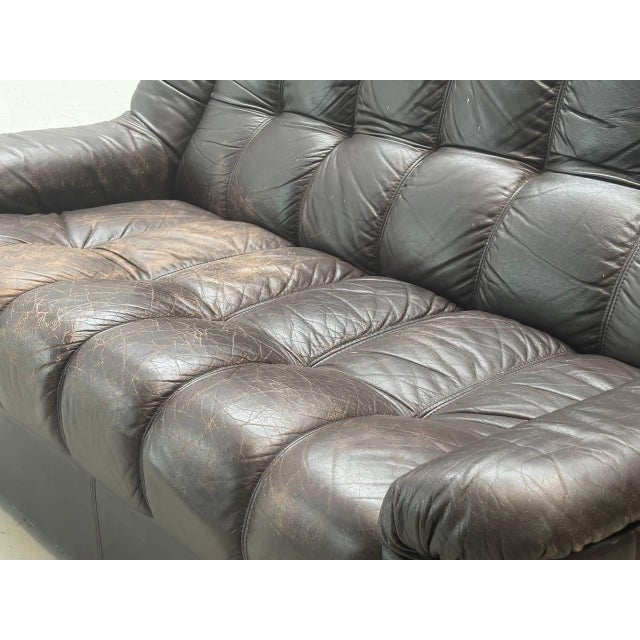 Vintage Black Leather Sofa, 1970s For Sale - Image 13 of 15