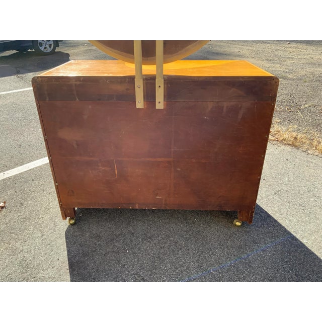 Mid 20th Century Mid 20th Century Art Deco Style Chest of Drawers With Attached Mirror For Sale - Image 5 of 12