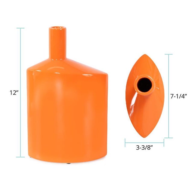 Orange Valencia Askewed Tall Bottle Vase For Sale - Image 11 of 11