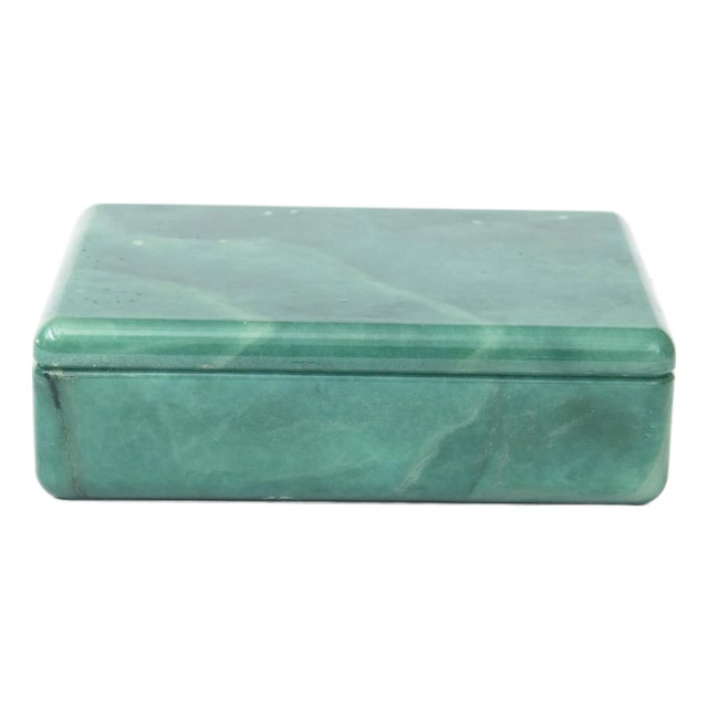 Italian Alabaster Swivel Box Emerald Green 1960's For Sale