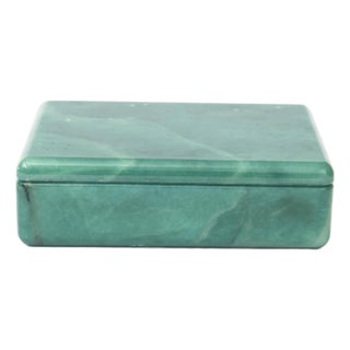 Vintage Italian Alabaster Swivel Box Emerald Green For Sale