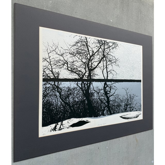 This is a limited edition lithograph landscape titled "Dancing Light" by the American artist Albert Frank Quinlan...